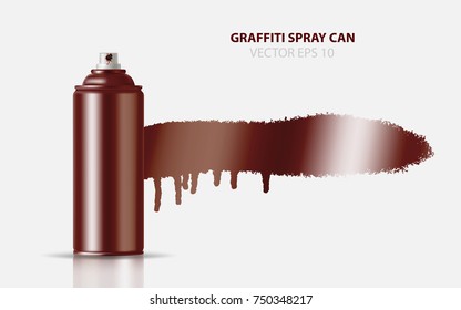 Copper Paint Aerosol Spray Metal 3D Bottle Can, Graffiti, Deodorant, Household Chemicals, Poison. Front View. Illustration Isolated On White Background. Mock Up Template For Your Design. Vector EPS10