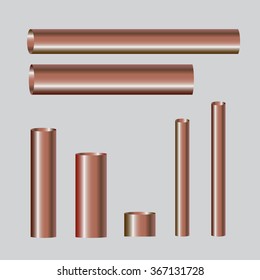 Copper pipes and hollow tons