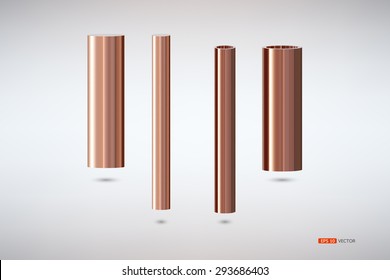 Copper pipes and hollow tons, Vector EPS 10