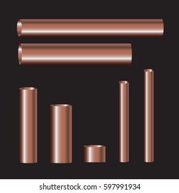 Copper pipes and hollow tons. Copper pipes vector