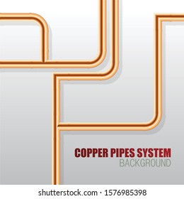 Copper pipes system background vector illustration
