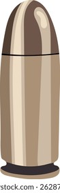Ilustración de bala plateada de cobre aislada sobre fondo blanco