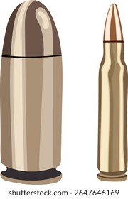 Copper Plated Bullet Illustration Isolated on White Background