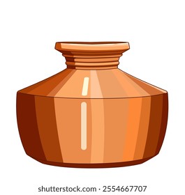 Copper Pot Vector Design, Traditional Indian Copper Container, Traditional Pot Vector