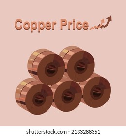 Copper price hits high as Ukraine tensions fuel supply concerns. Copper , up arrow icon, inflation.