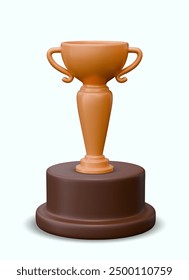 Taza realista de cobre con dos asas. Grande premio de metal en el stand
