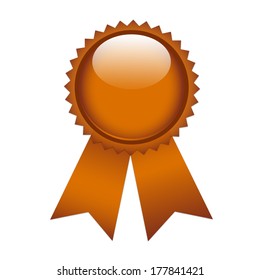 Copper ribbon prize tags on white background