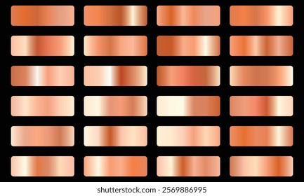 Copper or rose gold premium gradient swatches palette set