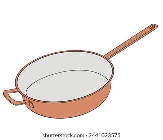 sartén de sartén de cobre con mango largo
