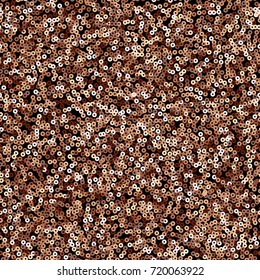 Copper sequins seamless pattern on black background. 