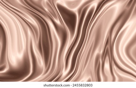 Copper silk texture background design with smooth waves.