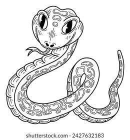 Copper snake sketch. Hand drawn line art illustration.