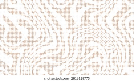Copper star and cross shapes on white background pattern