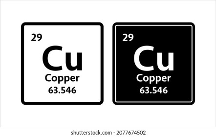 Copper symbol. Chemical element of the periodic table. Vector stock illustration