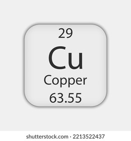 Copper symbol. Chemical element of the periodic table. Vector illustration.