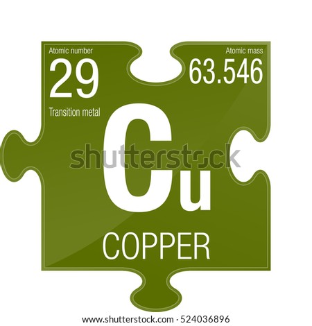 Copper symbol. Element number 29 of the Periodic Table of the Elements - Chemistry - Puzzle piece with green background