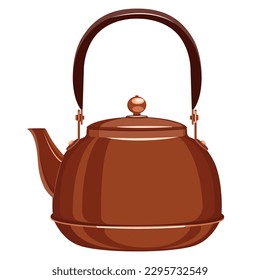 Copper teapot. Kitchenware. Metal kettle isolated on white.