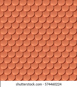 Copper tiles roof seamless vector pattern.