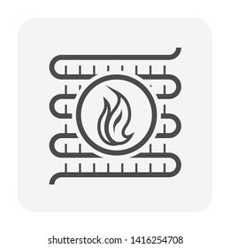 Copper tube is the components of air condenser unit in air conditioning HVAC systems used as a path for the refrigerant, heat  released transferred to surrounding environment, Vector illustration icon