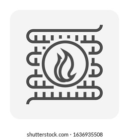 Copper tube is the components of air condenser unit in air conditioning HVAC systems used as a path for the refrigerant, heat  released transferred to surrounding environment, Vector illustration icon