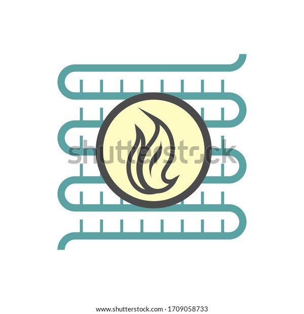 Copper tube is the components of air condenser unit
in air conditioning HVAC systems used as a path for the
refrigerant, heat  released transferred to surrounding environment,
Vector illustration
icon
