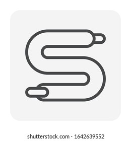 Copper tube and insulation icon. For transfer liquid, gas i.e. hot water in water heating, beer in brewing, also refrigerant in air conditioning HVAC system to cooling, moisture and heat ventilation. 