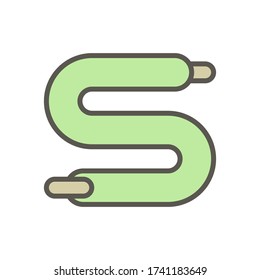 Copper tube and insulation icon. For transfer liquid, gas i.e. hot water in water heating, beer in brewing, also refrigerant in air conditioning HVAC system to cooling, moisture and heat ventilation. 
