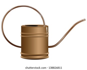 Copper watering can for watering on a personal plot. Vector illustration.