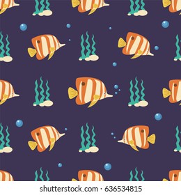 Copperband Butterflyfish Seamless Pattern