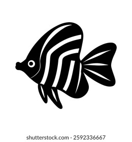 Copperband Butterflyfish Silhouette Vector Art and Copperband Butterflyfish Black Color Design