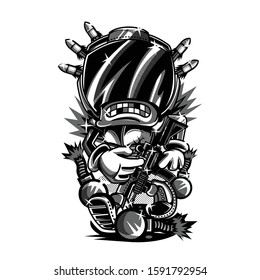 Cops Black and White Illustration
