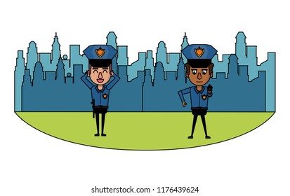 Cops in the city colorful