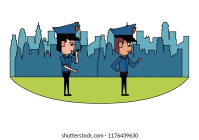 Cops in the city colorful