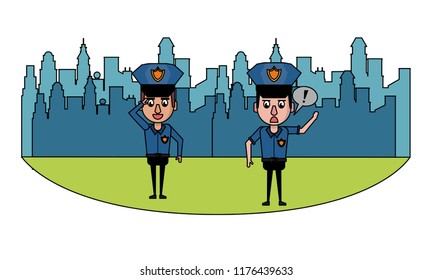 Cops in the city colorful