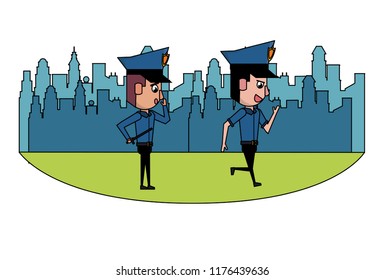 Cops in the city colorful