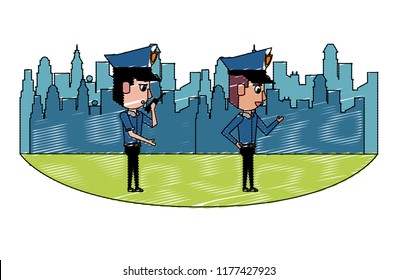 Cops in the city scribble