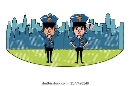 Cops in the city scribble