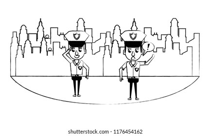 Cops in the city sketch