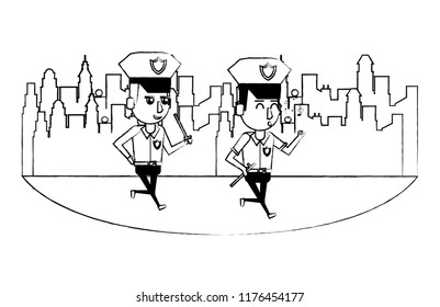 Cops in the city sketch
