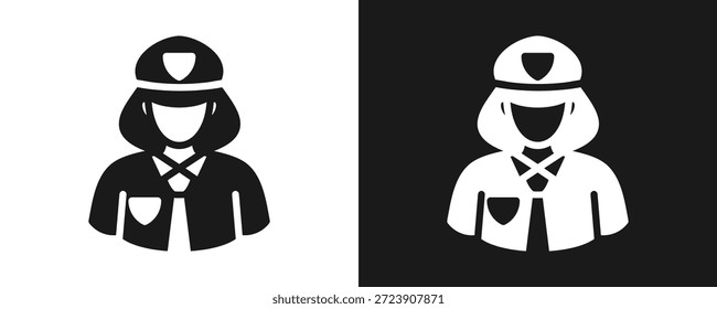 Cops Icon Set Glyph In White And Black Background