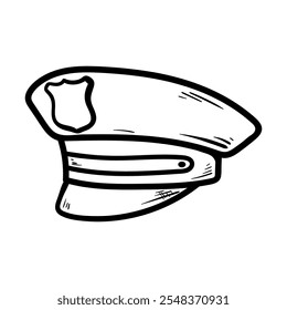 cops police hat isolated drawing coloring line art style sketch classic vintage design illustration