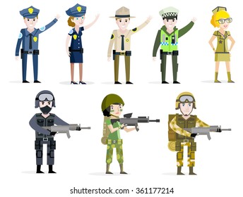 cops and soldiers vectors