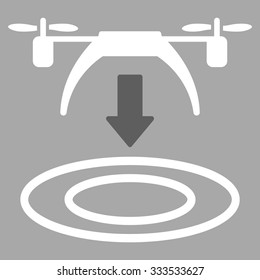 Copter Arrival vector icon. Style is bicolor flat symbol, dark gray and white colors, rounded angles, silver background.