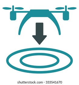 Copter Arrival vector icon. Style is bicolor flat symbol, soft blue colors, rounded angles, white background.