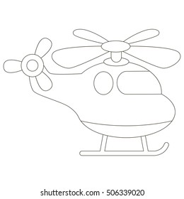 Copter to be colored. Coloring book to educate preschool kids with easy kid educational gaming and primary education of simple game level of difficulty.