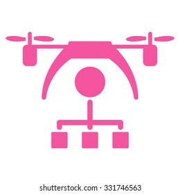 Copter Distribution Scheme vector icon. Style is flat symbol, pink color, rounded angles, white background.