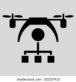 Copter Distribution Scheme vector icon. Style is flat symbol, black color, rounded angles, light gray background.