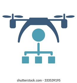 Copter Distribution Scheme vector icon. Style is bicolor flat symbol, cyan and blue colors, rounded angles, white background.
