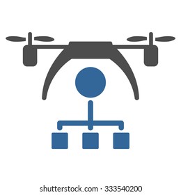 Copter Distribution Scheme vector icon. Style is bicolor flat symbol, cobalt and gray colors, rounded angles, white background.