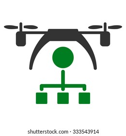 Copter Distribution Scheme vector icon. Style is bicolor flat symbol, green and gray colors, rounded angles, white background.